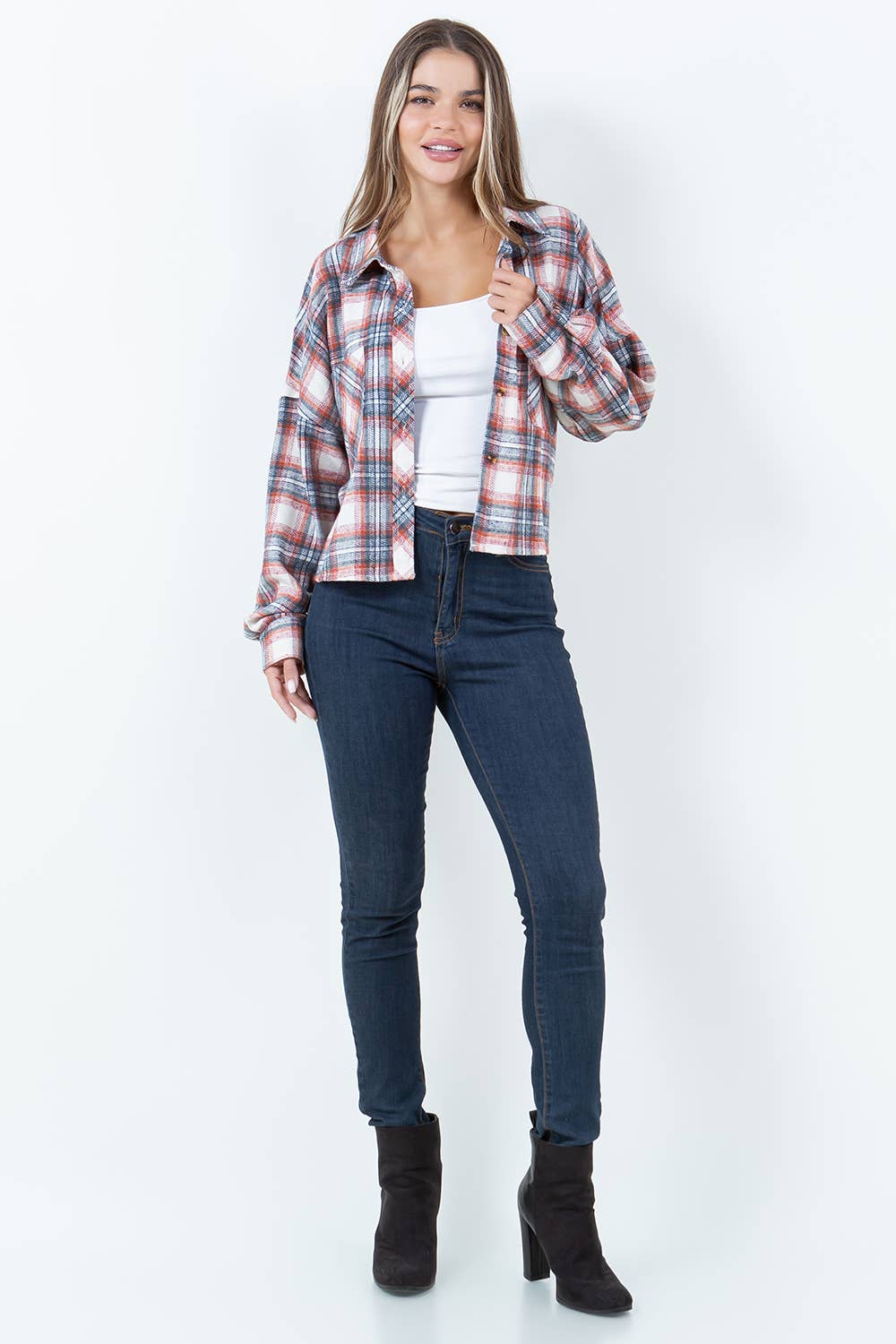 Darla Plaid Crop Shacket