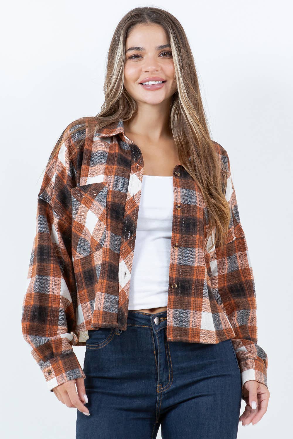 Darla Plaid Crop Shacket