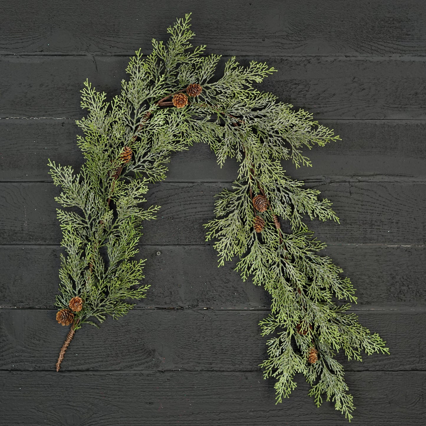 510201- 5ft Garland-Sparkle Mix Green Cedar with Birchcone