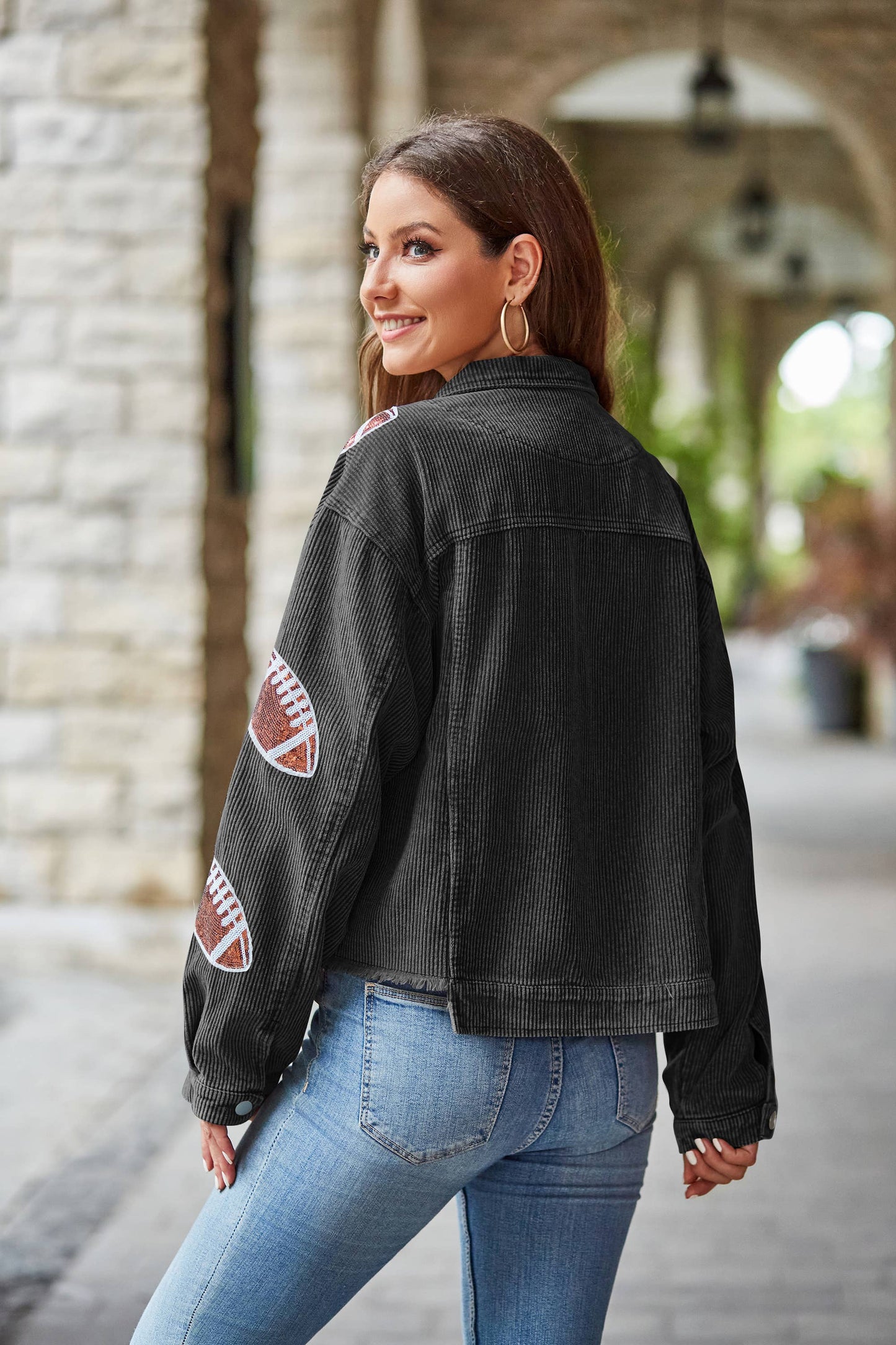 Corduroy Sequin Football Jacket