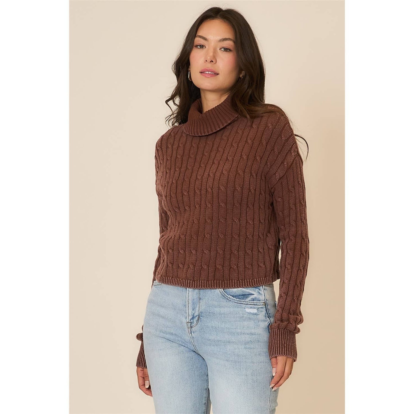 Cali Cropped Turtleneck Sweater