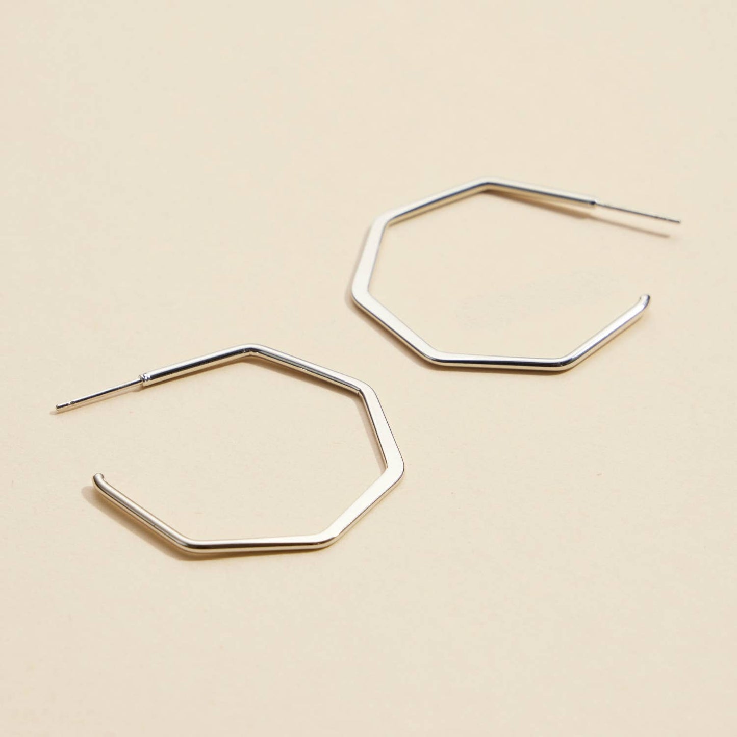 Geo Silver Hoops