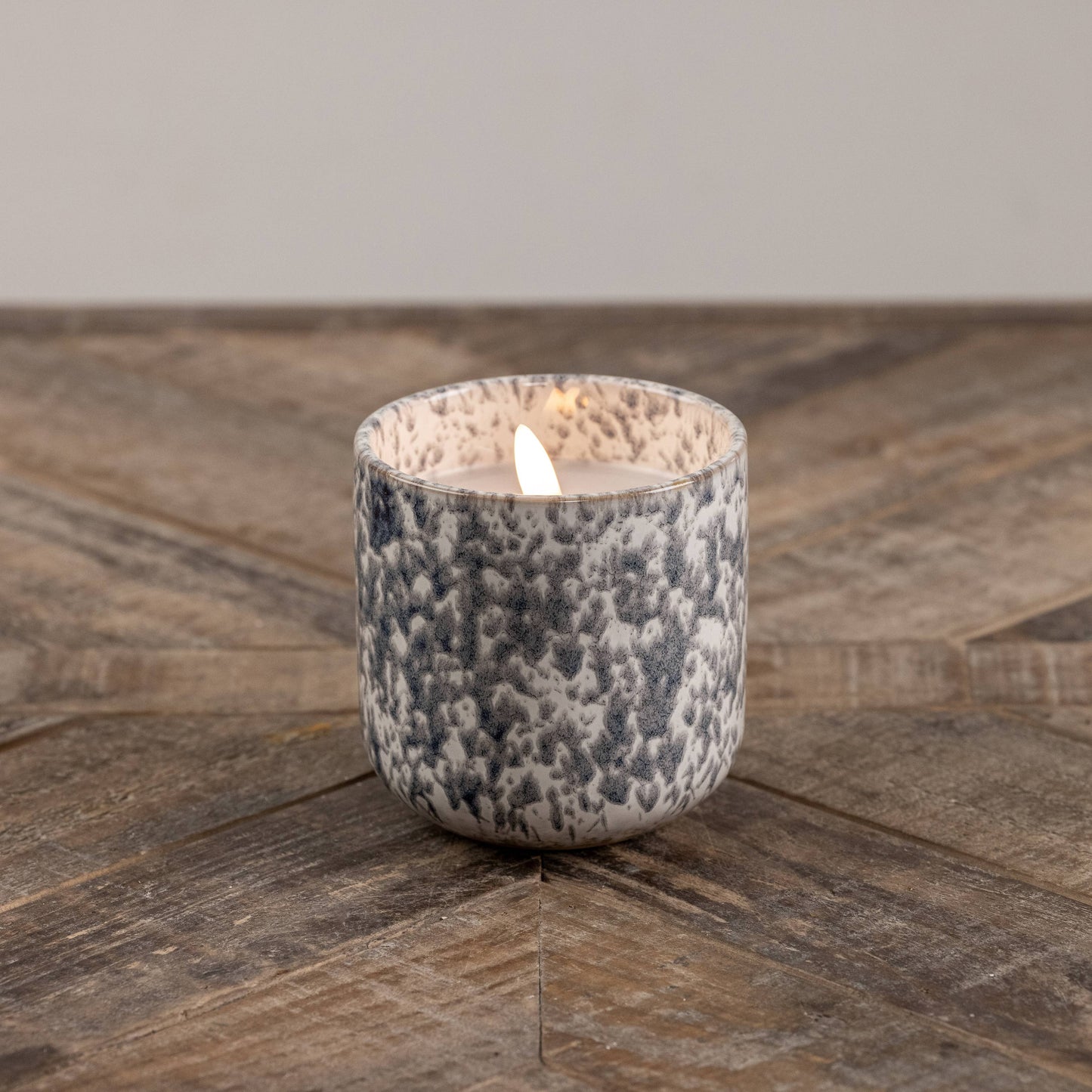 3.75" GREY SPECKLED CERAMIC CANDLE