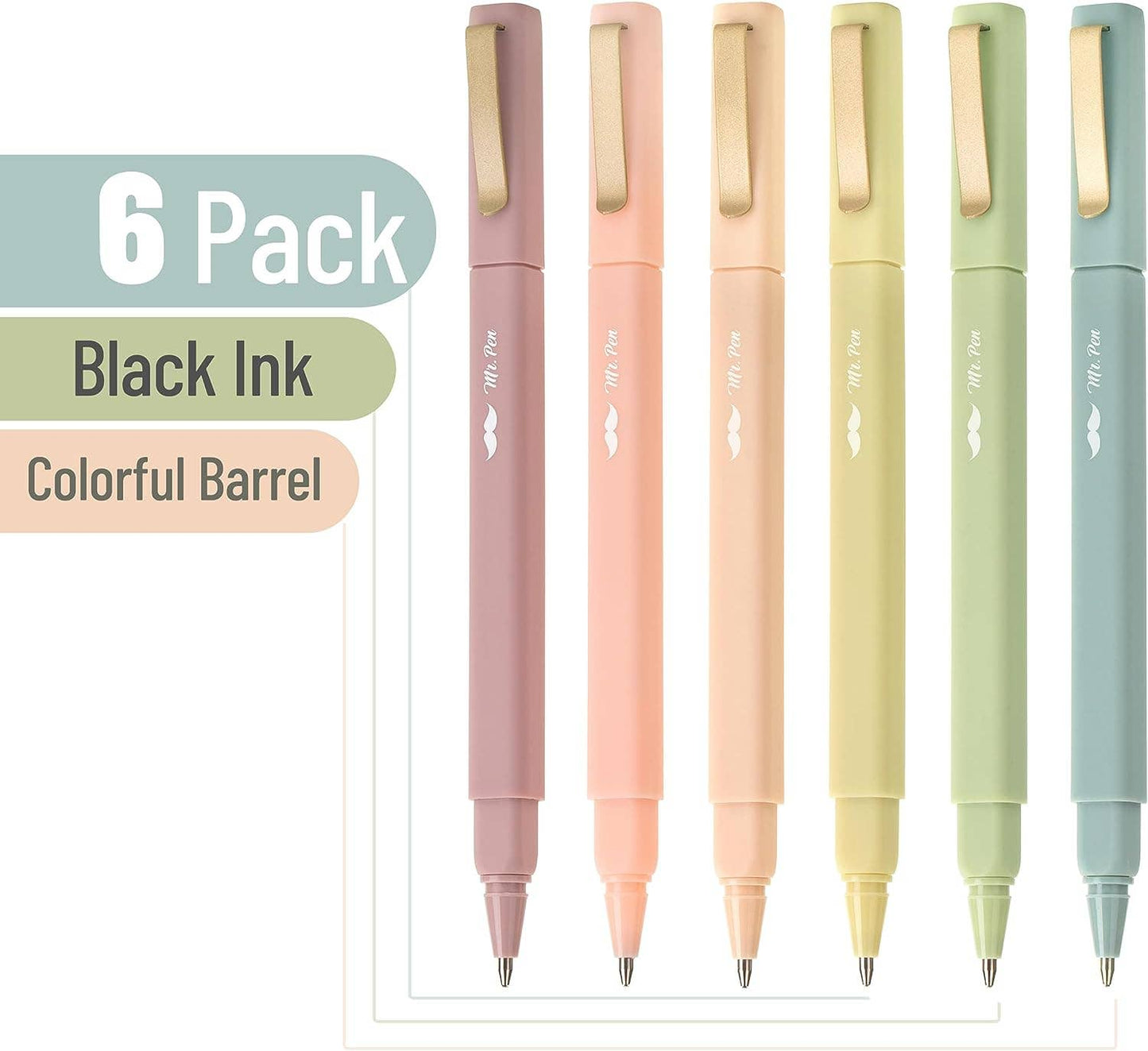 6-Pack Black Ink Fast Dry Pens