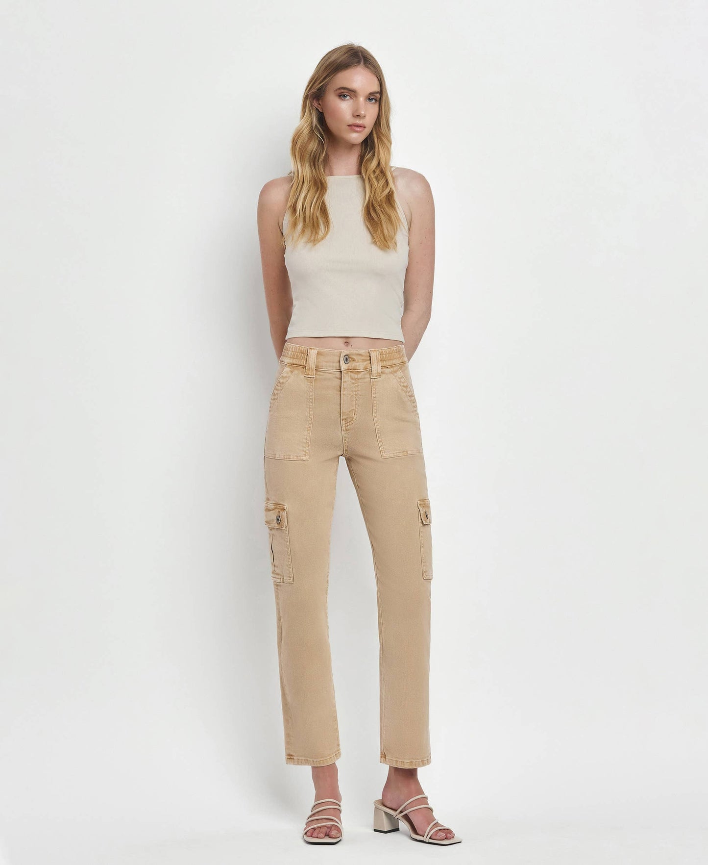 High Rise Khaki Cargos