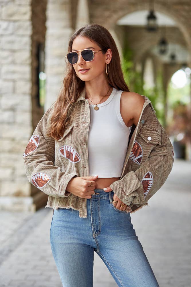Corduroy Sequin Football Jacket