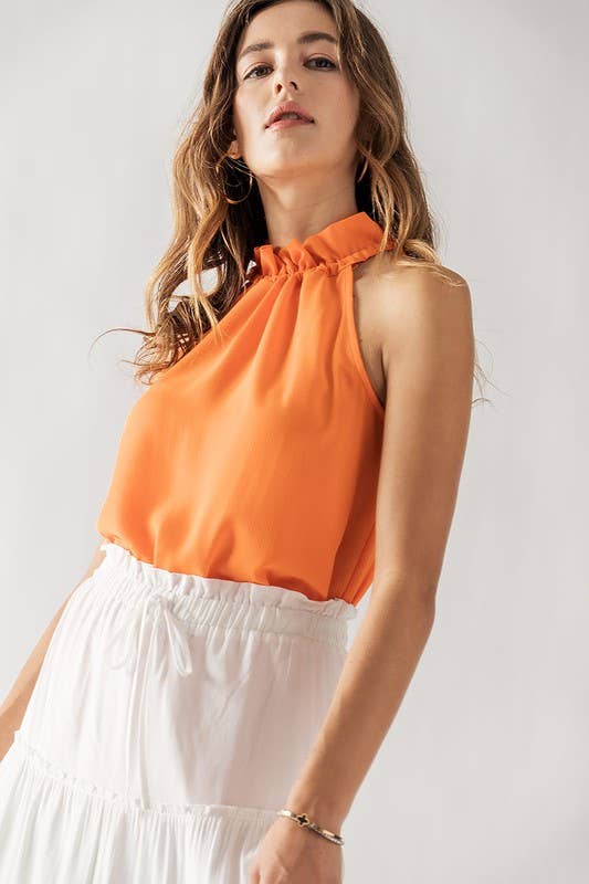 Ruffle Mock Neck Tank