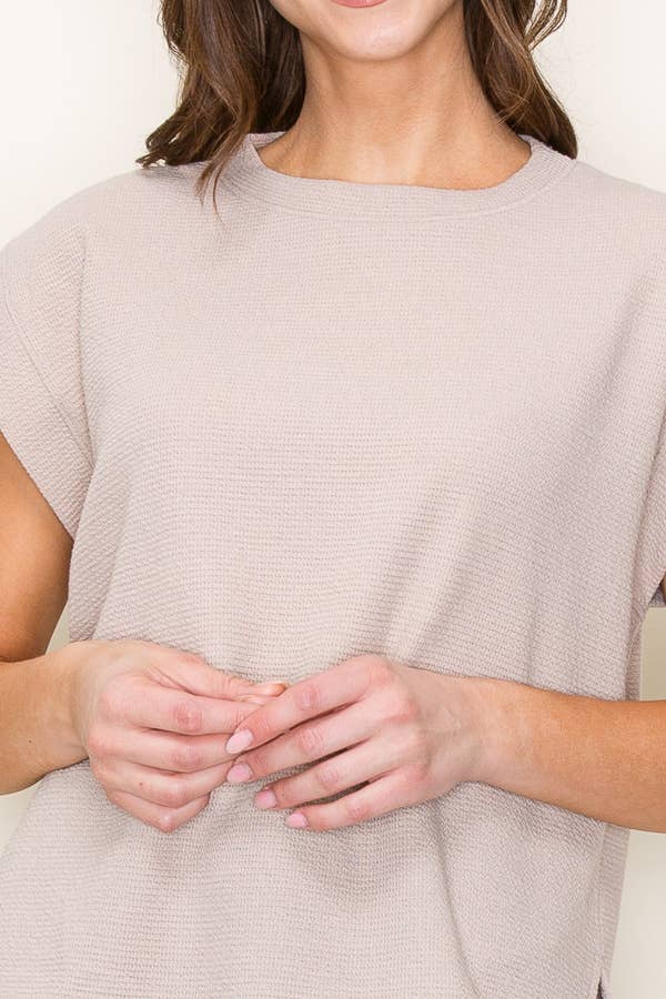 Round neck s/l knit top