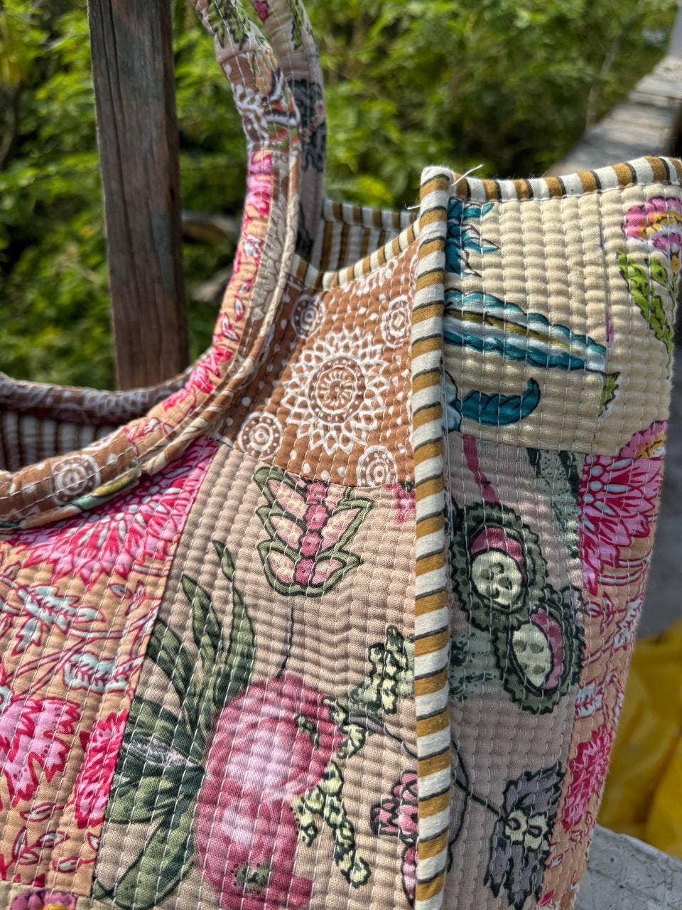 Patchwork Quilted Cotton Bag Market Bag Floral Printed Bags