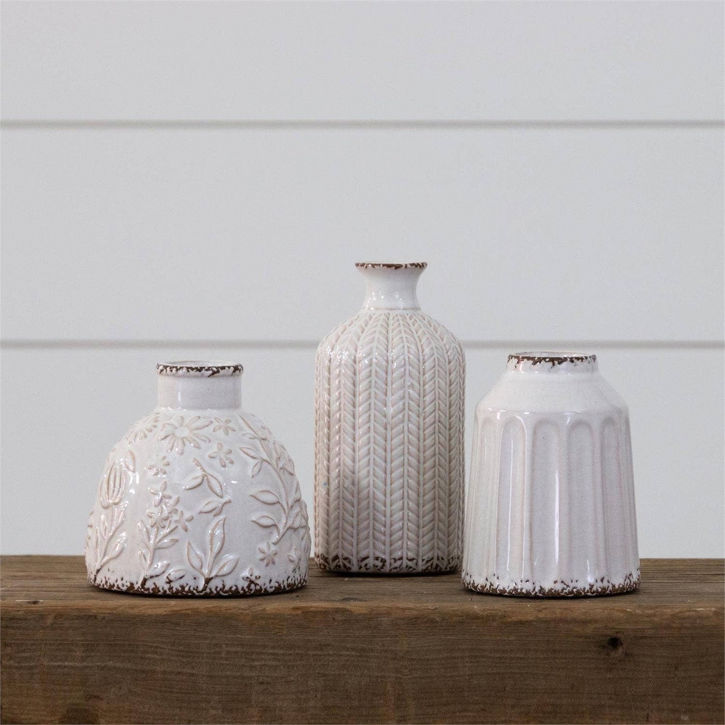 Textured Patterns Vases, Beige