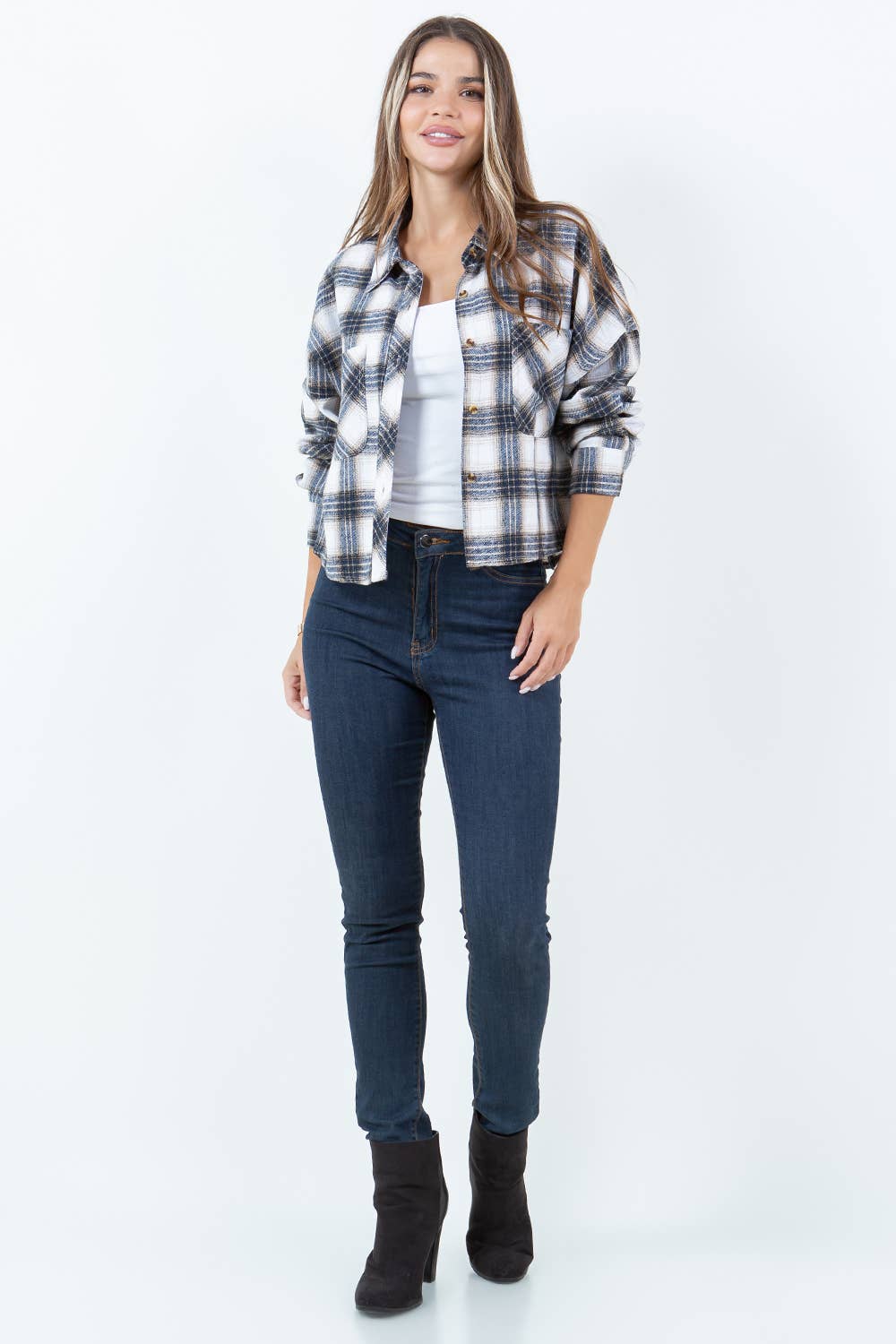 Darla Plaid Crop Shacket