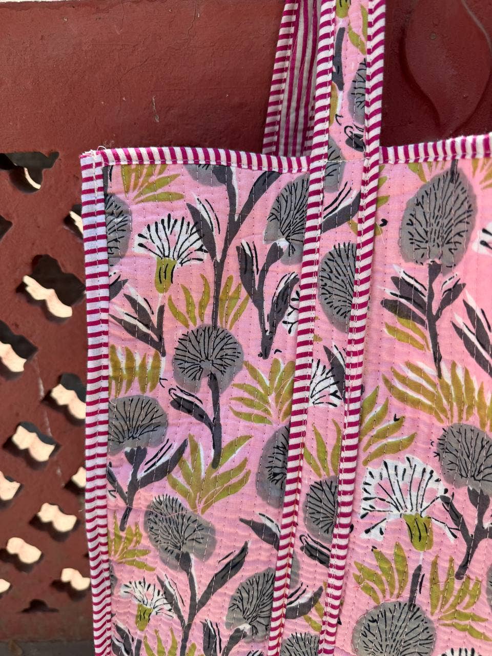Printed Cotton Quilted Women Bag Carry Bag Tote Bag Girl Bag