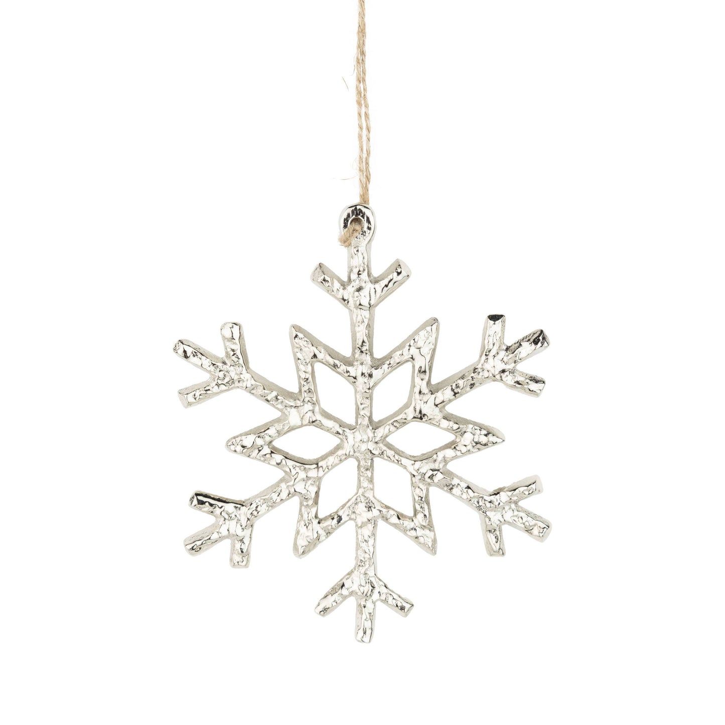 A69360: Cast metal snowflake ornament,silver,5in