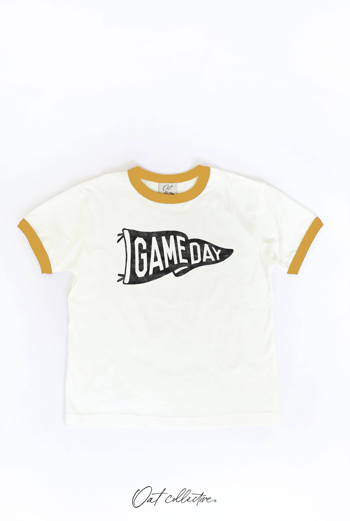 Game Day Pennant Toddler Ringer Tee - Gold & Black