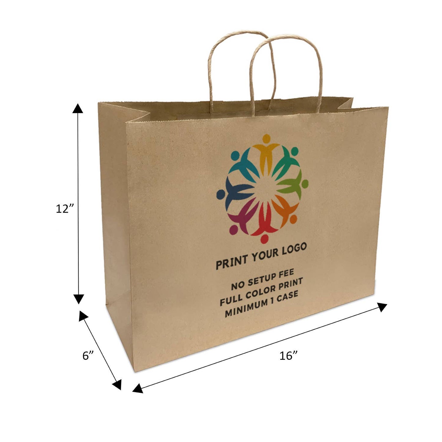 Custom Print Vogue 16x6x12 Kraft Paper Bag Twisted Handle