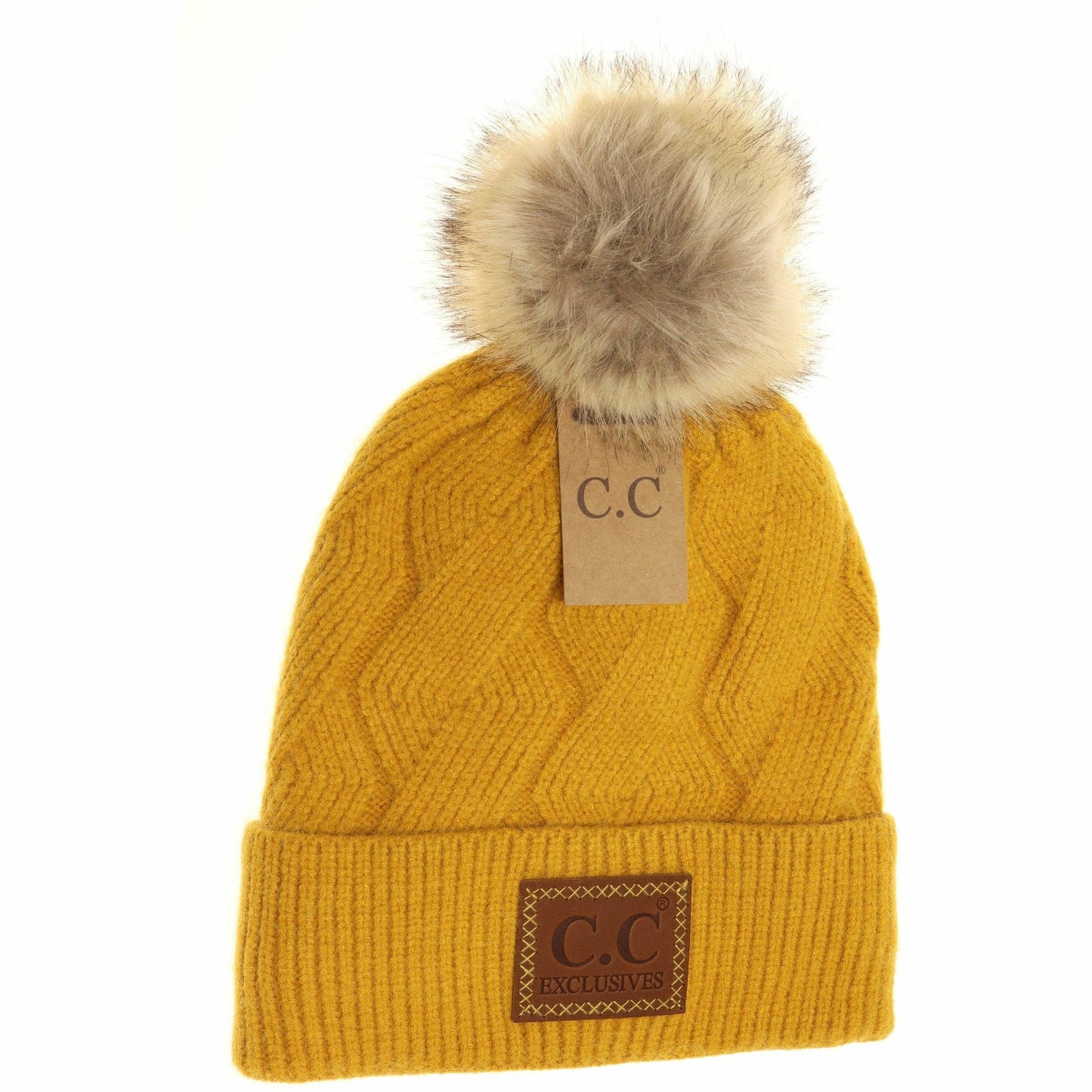 Geo Knit CC Pom Beanie
