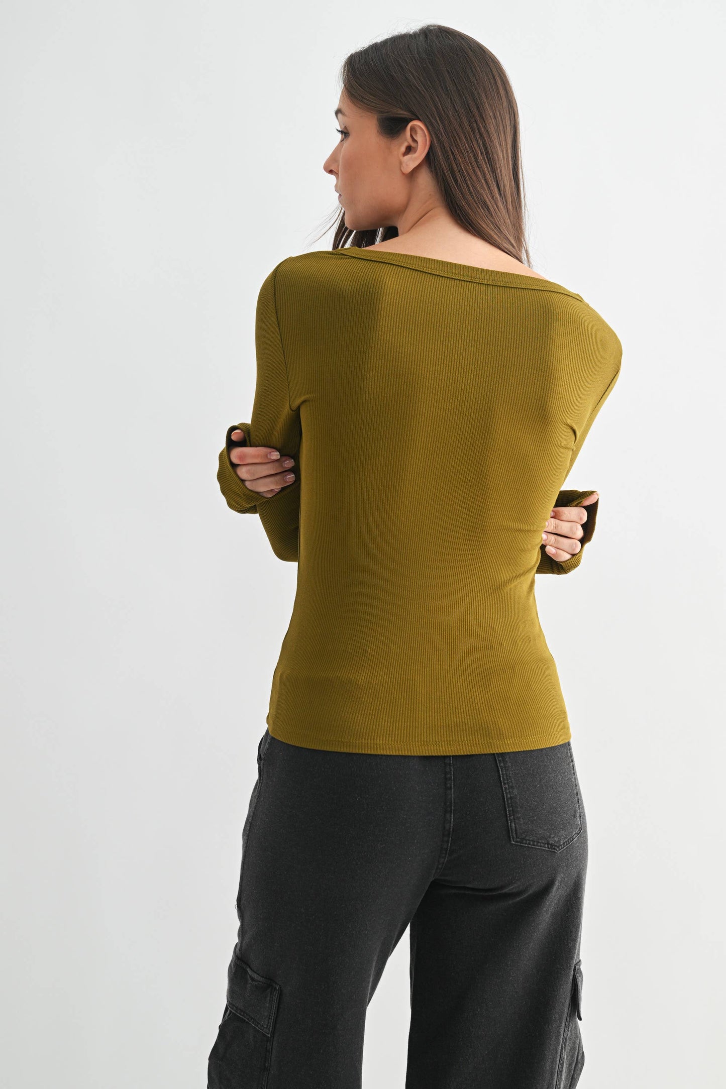 Basic Babe Fall Scoop Neck Ribbed Top
