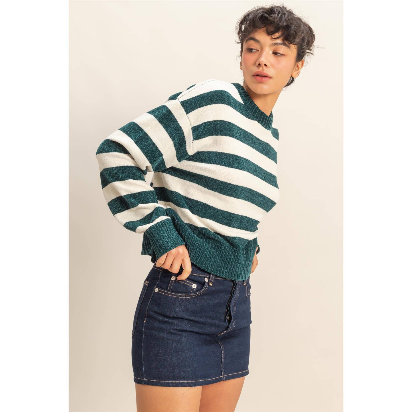Cuddly Vibes Striped Sweater