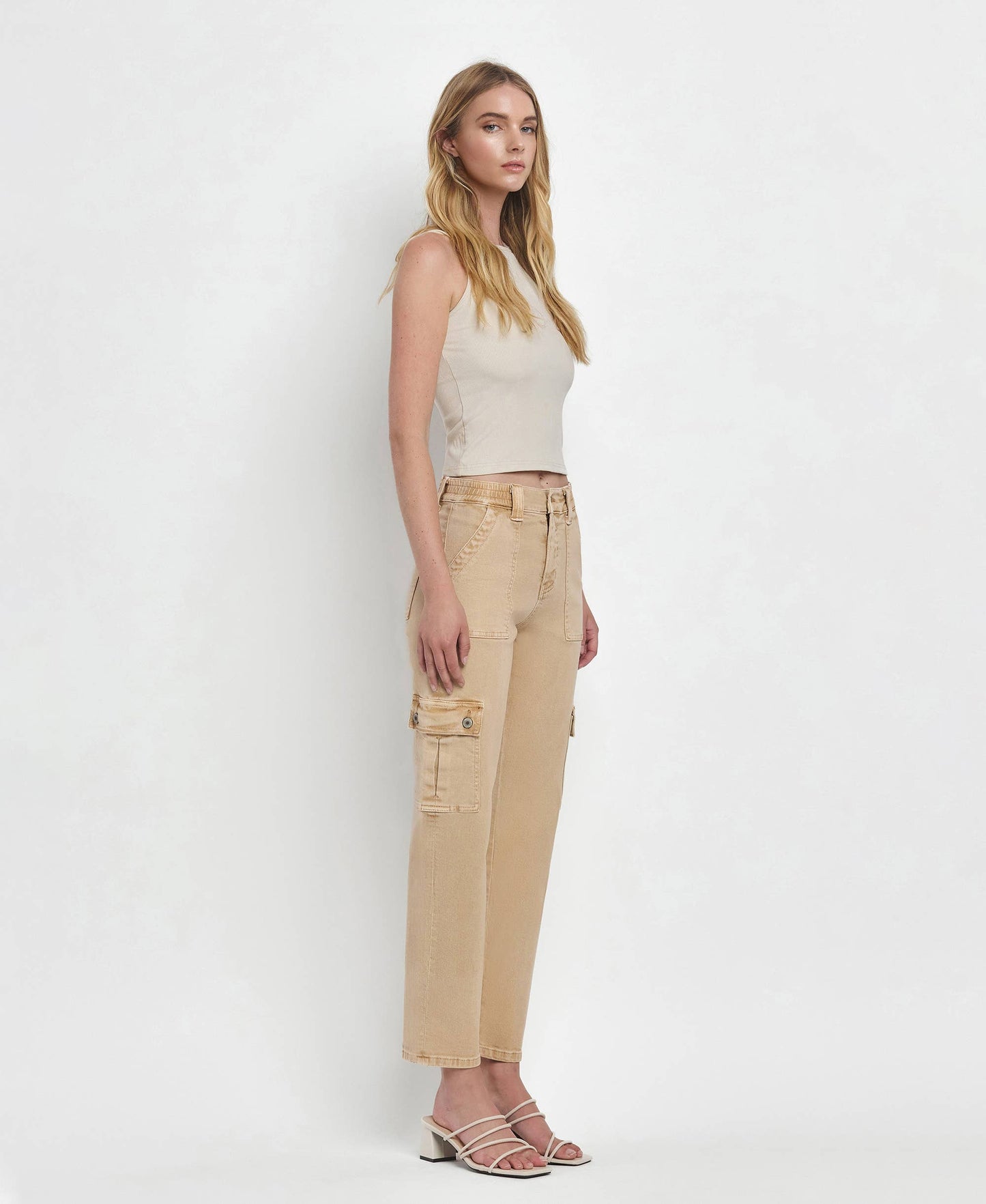 High Rise Khaki Cargos