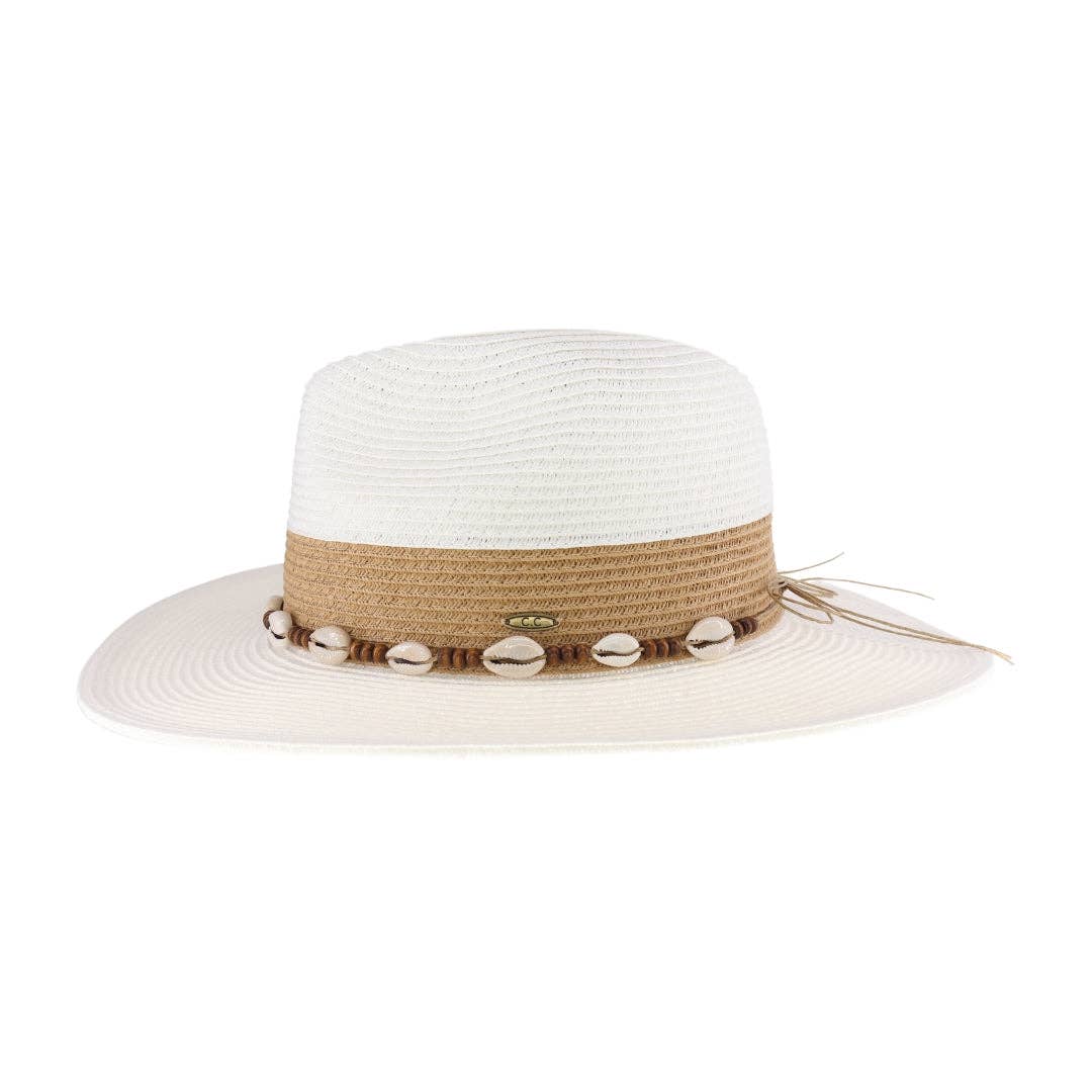 Two-Tone Shell Panama Hat