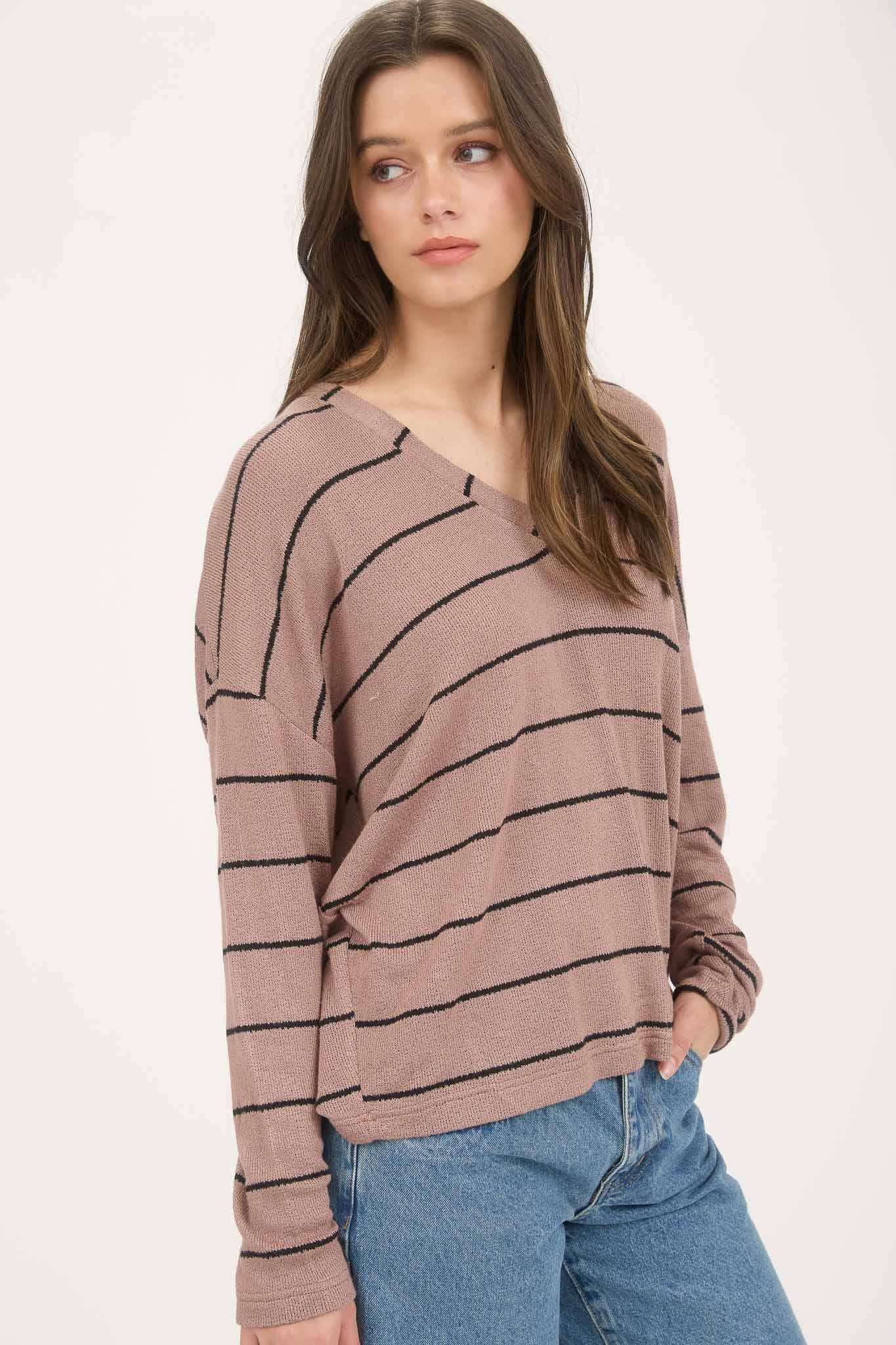 This & That Striped Vneck Top