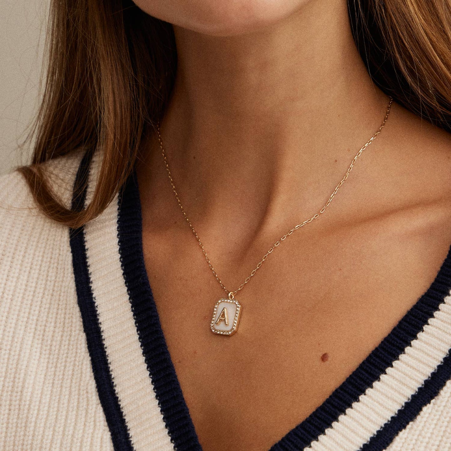 Initial Shell Charm Necklace