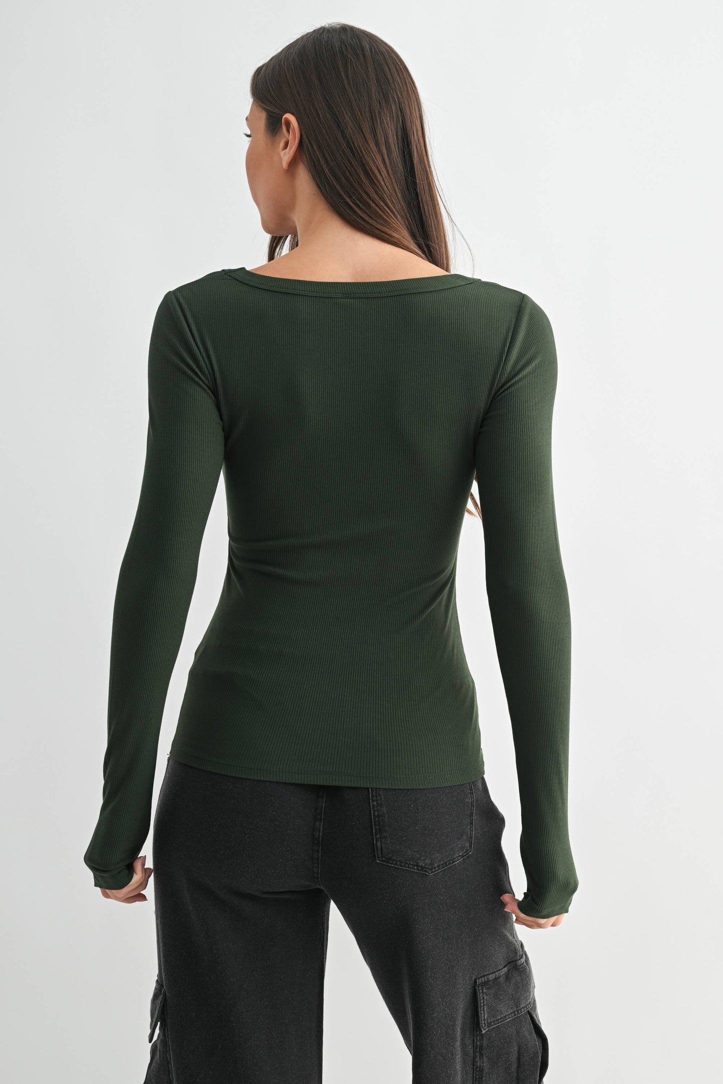 Basic Babe Fall Scoop Neck Ribbed Top