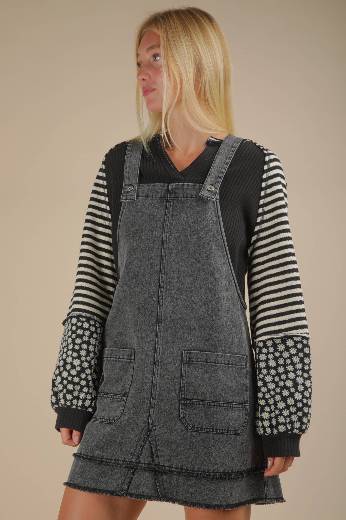 Washed Denim Overall Dress
