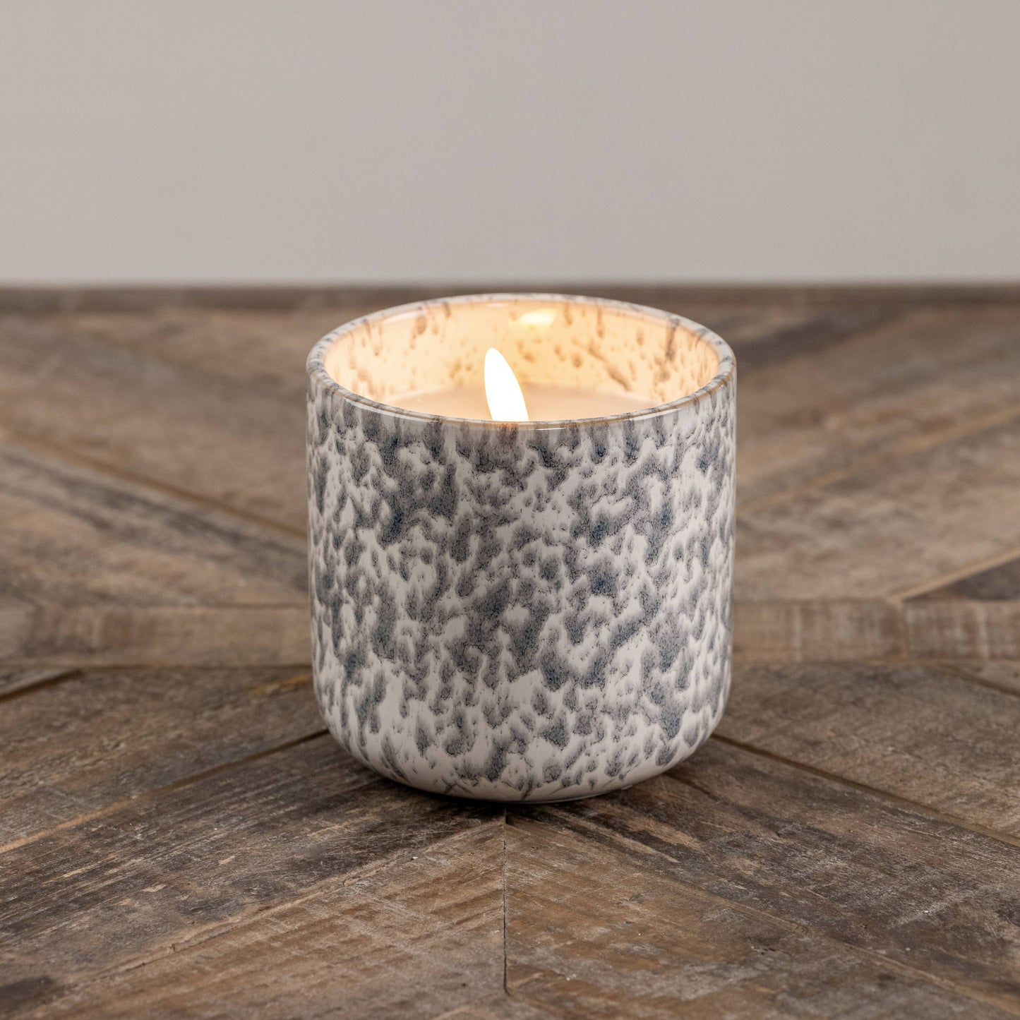 4" GREY SPECKLED CERAMIC CANDLE