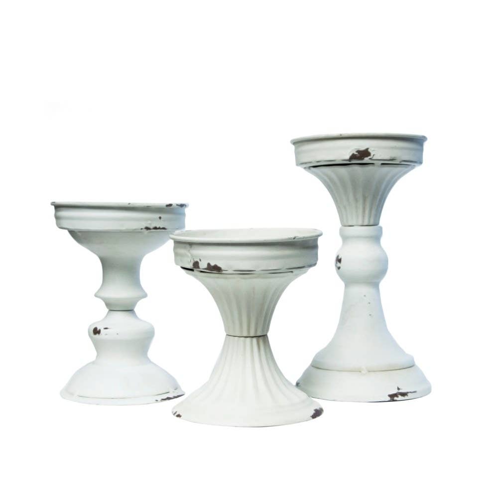 White Metal Candle Holders