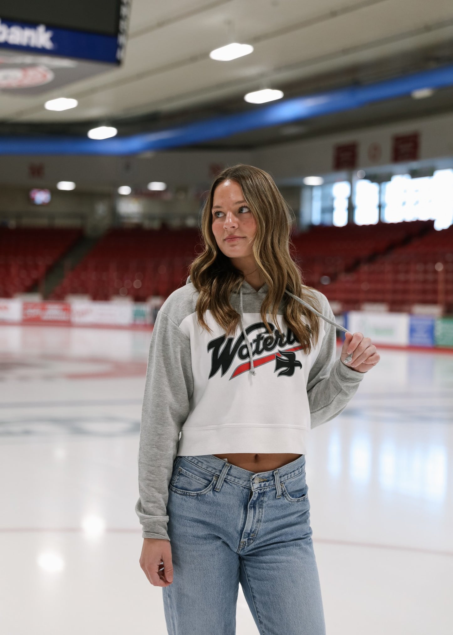 Hat Trick Crop Black Hawks Hoodies