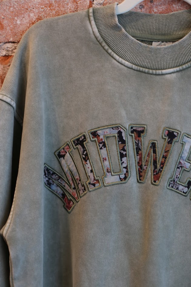 Midwest Sage Floral Crew