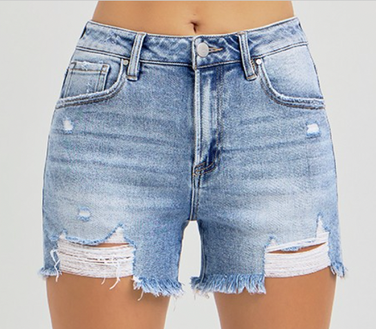Daisy High Rise Distressed Shorts