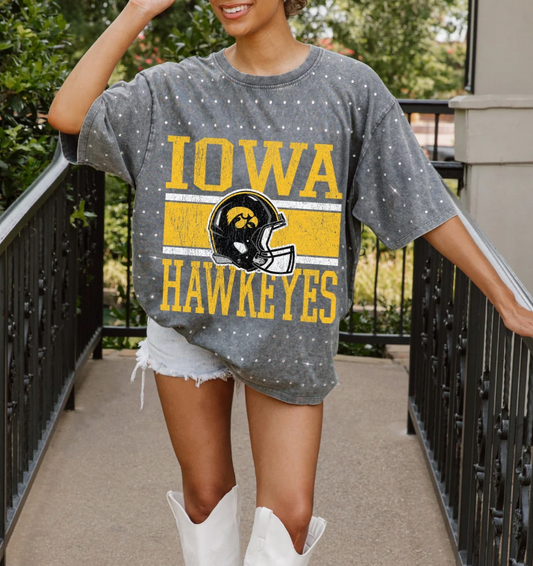 Iowa Hawkeyes On the Ball Rhinestone Tee