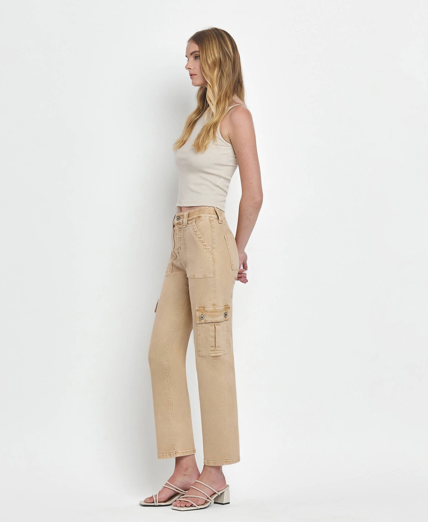 High Rise Khaki Cargos