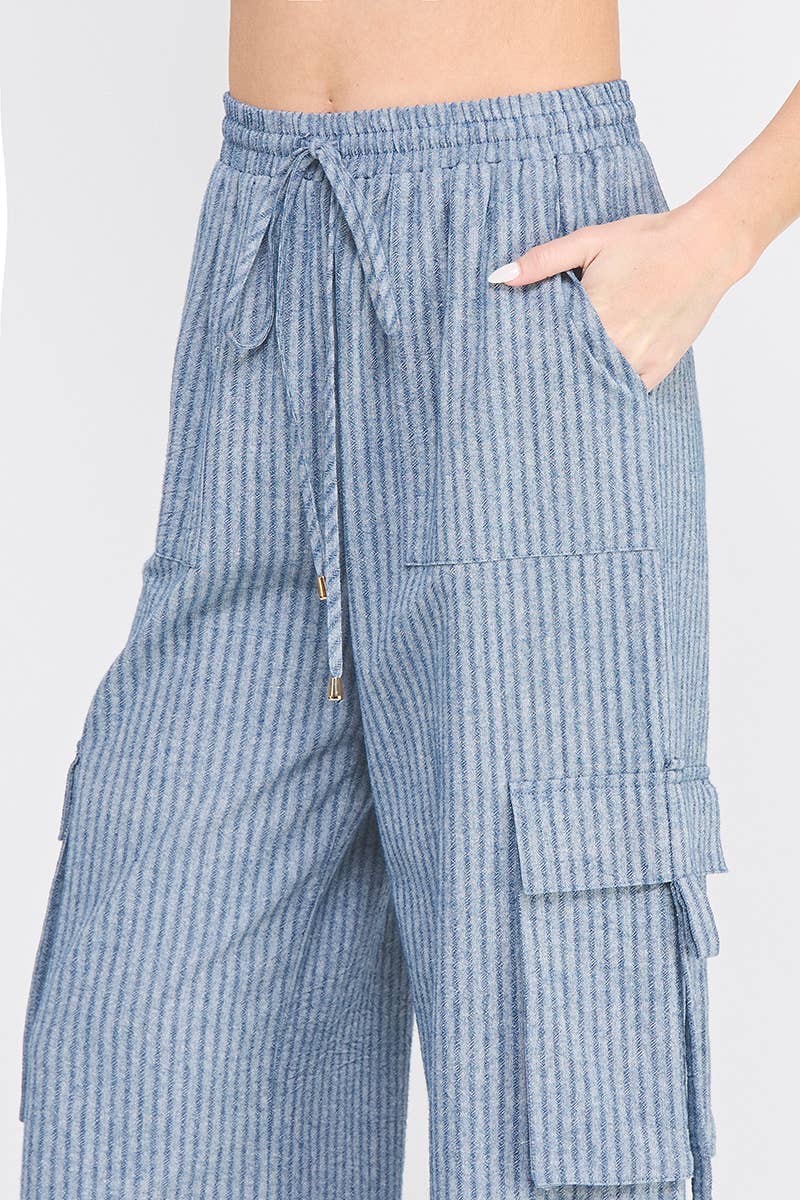 Sandy Stripes Linen Cargo Pant