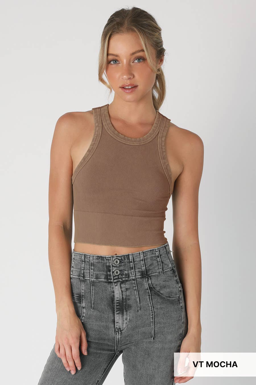 Vintage Ribbed High Neck Top
