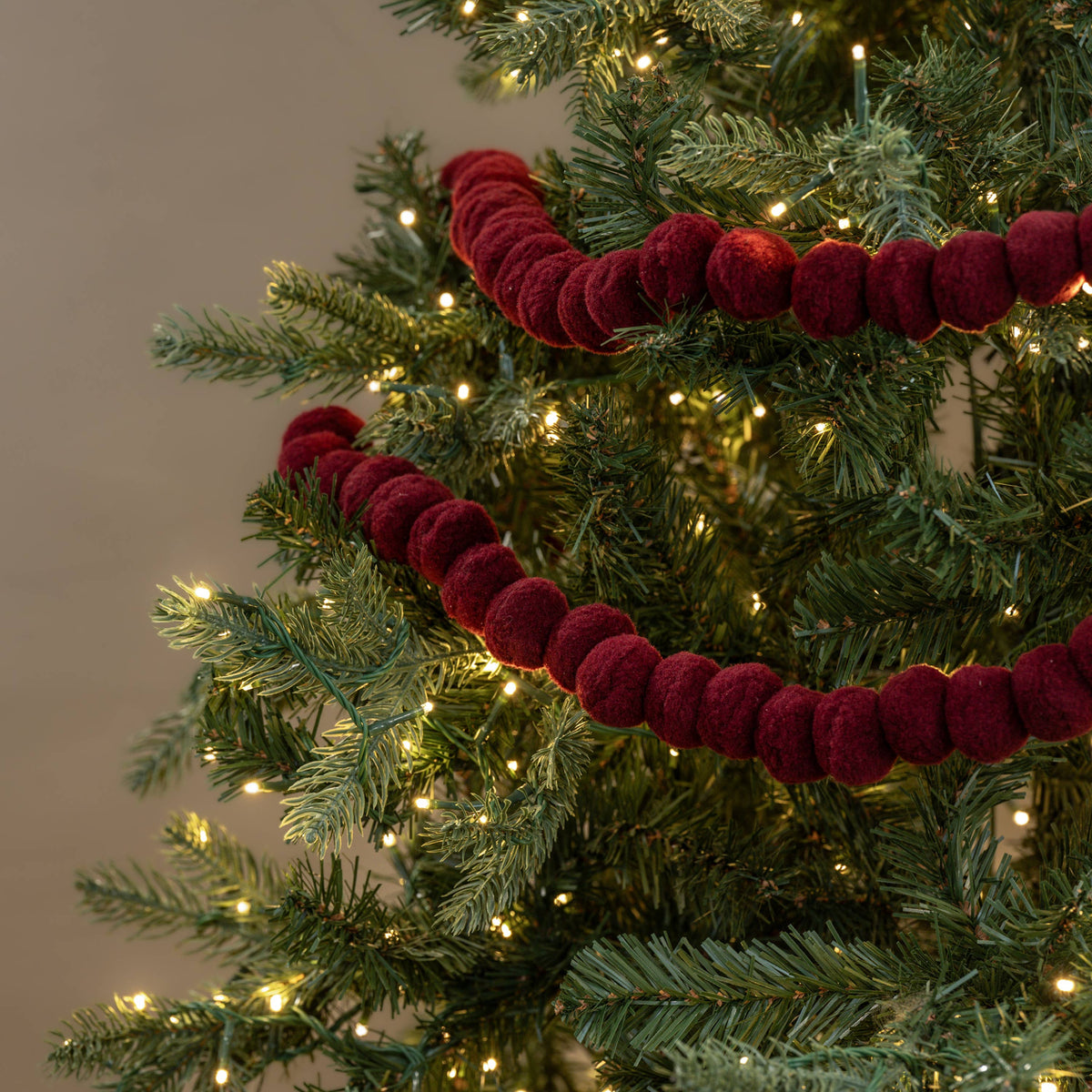 6' DARK RED POM POM GARLAND