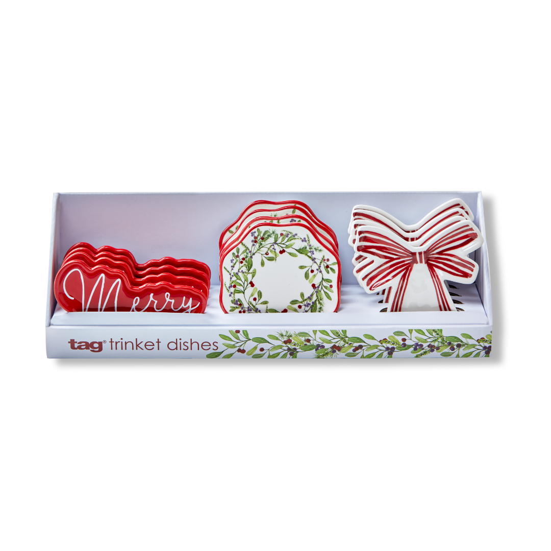 Winter Berries Trinket Dish Set of 12, Multi Earthenware