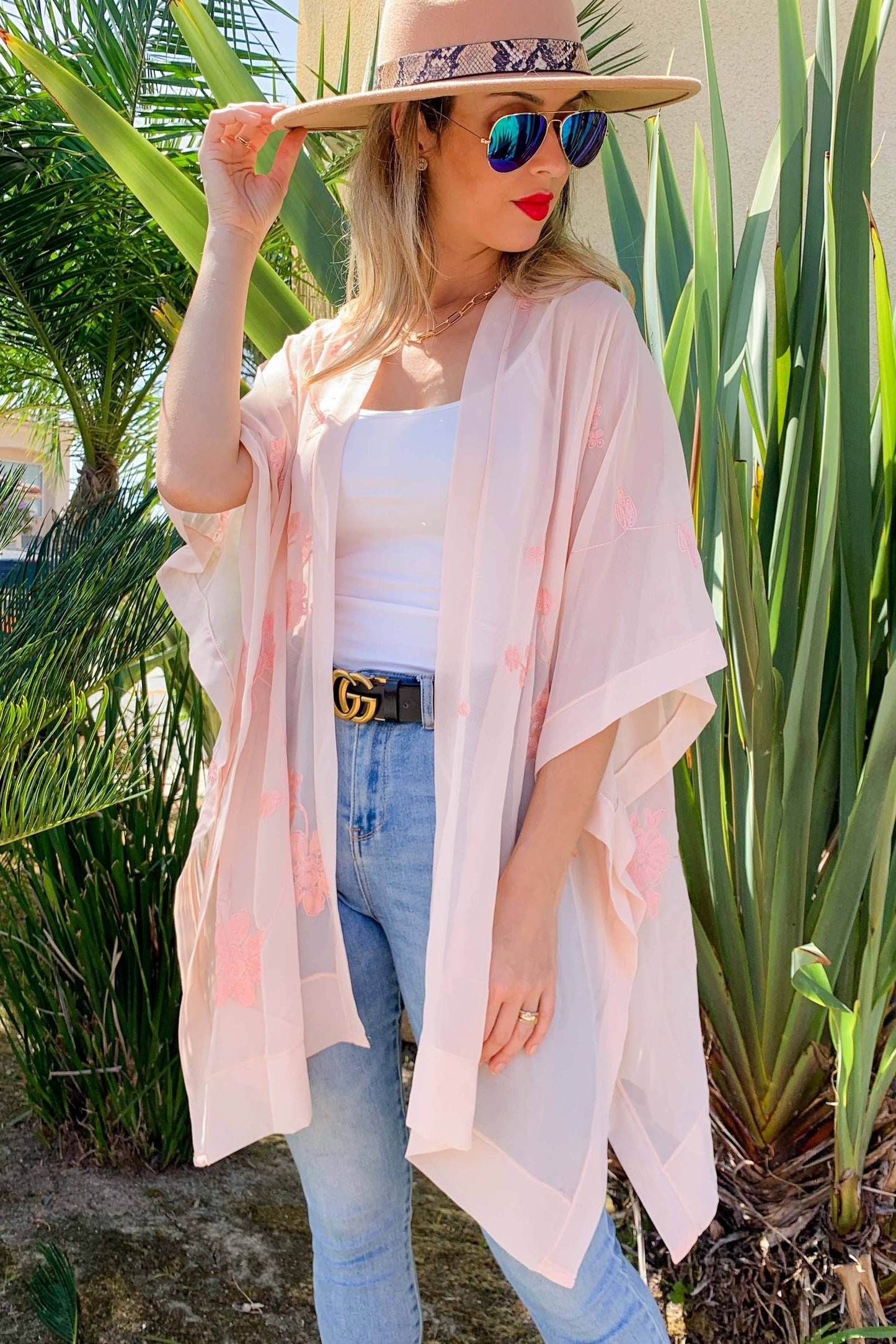 Blush Sheer Cardigan Cover Up