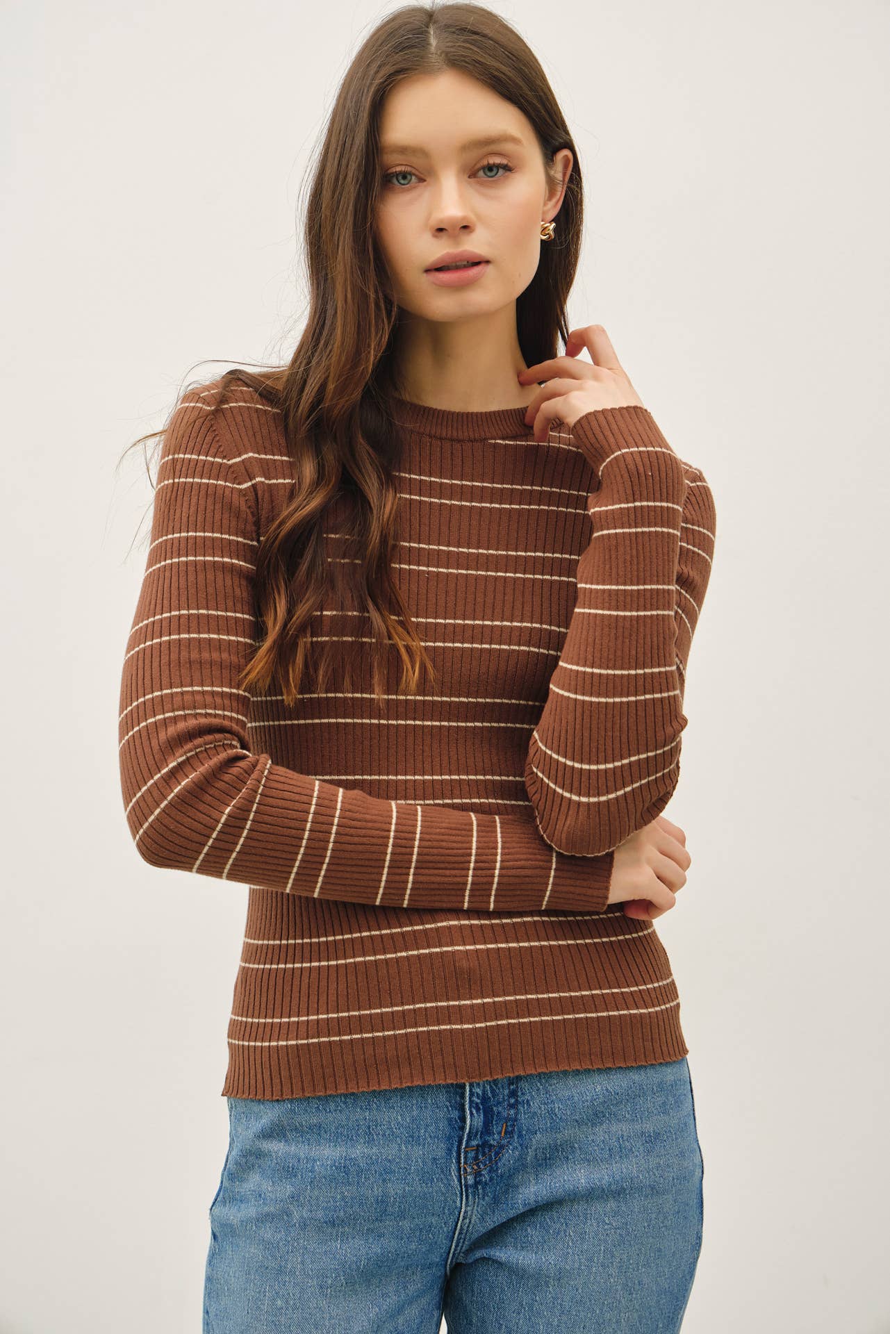 Basic Babe Striped Sweater Top