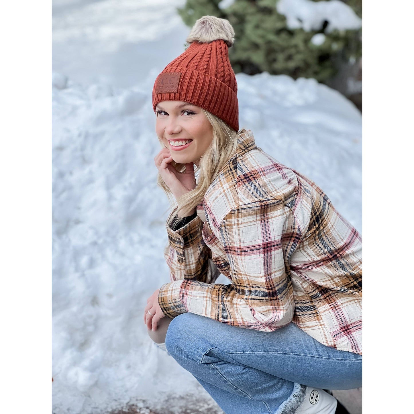 Double Braided CC Pom Beanie
