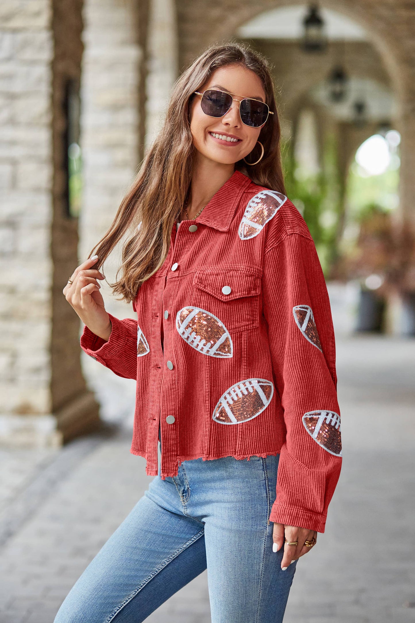 Corduroy Sequin Football Jacket