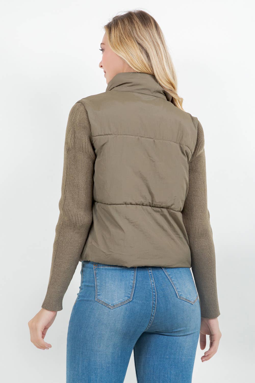 Khaki Quilted Puffer Jacket