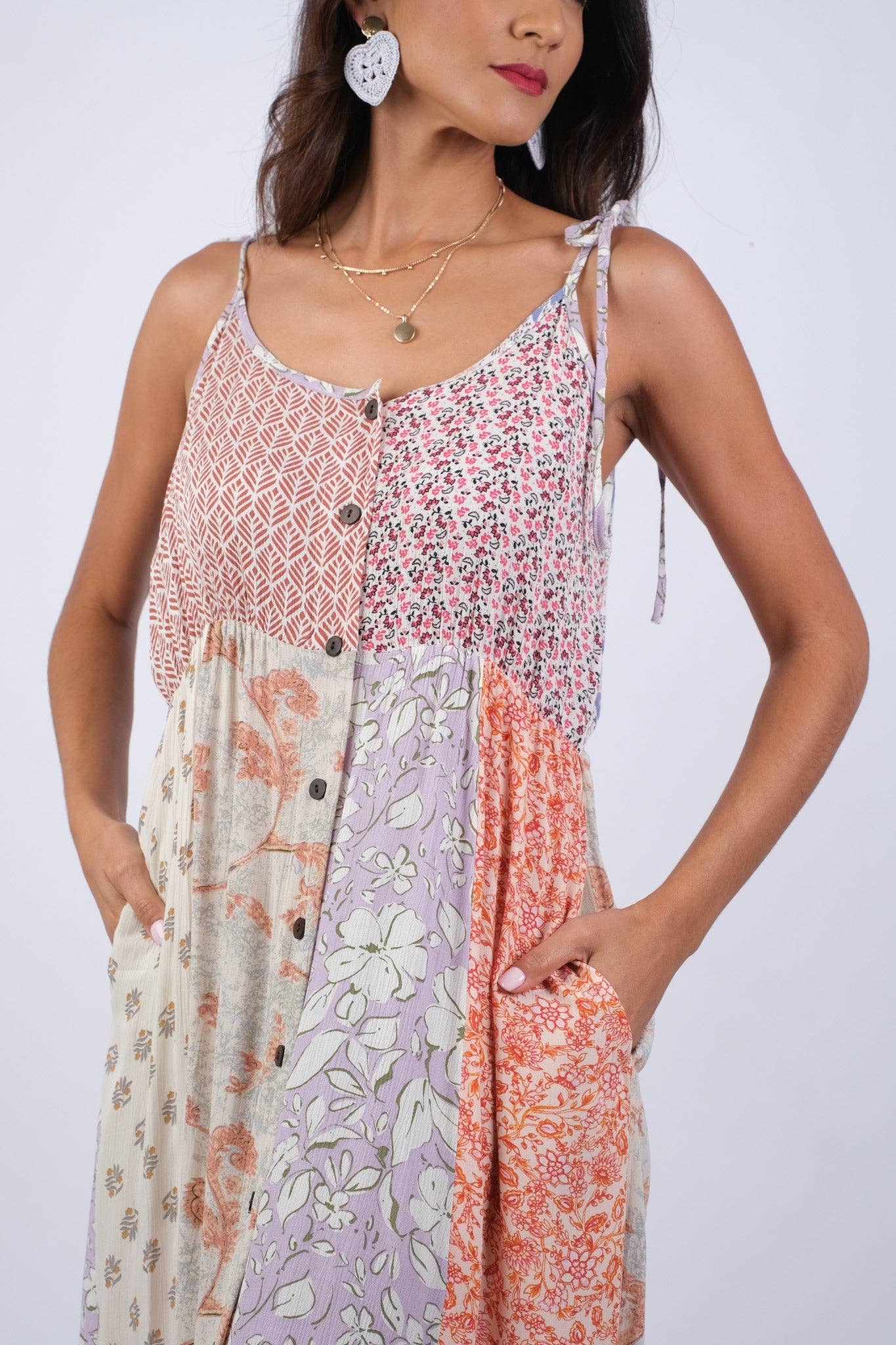 Rosy Mosaic Maxi Dress