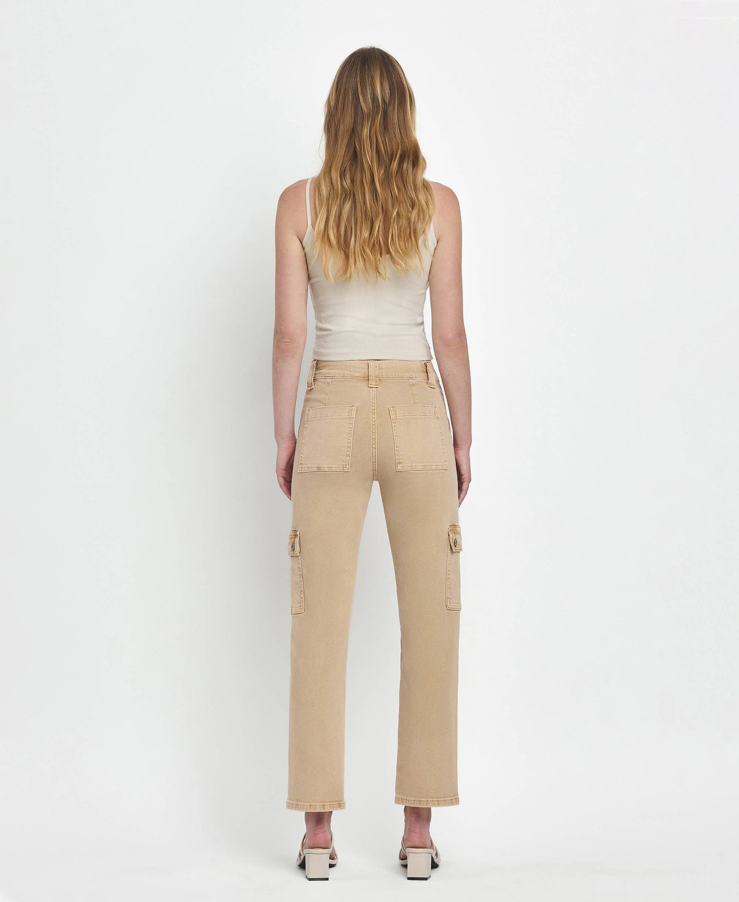 High Rise Khaki Cargos