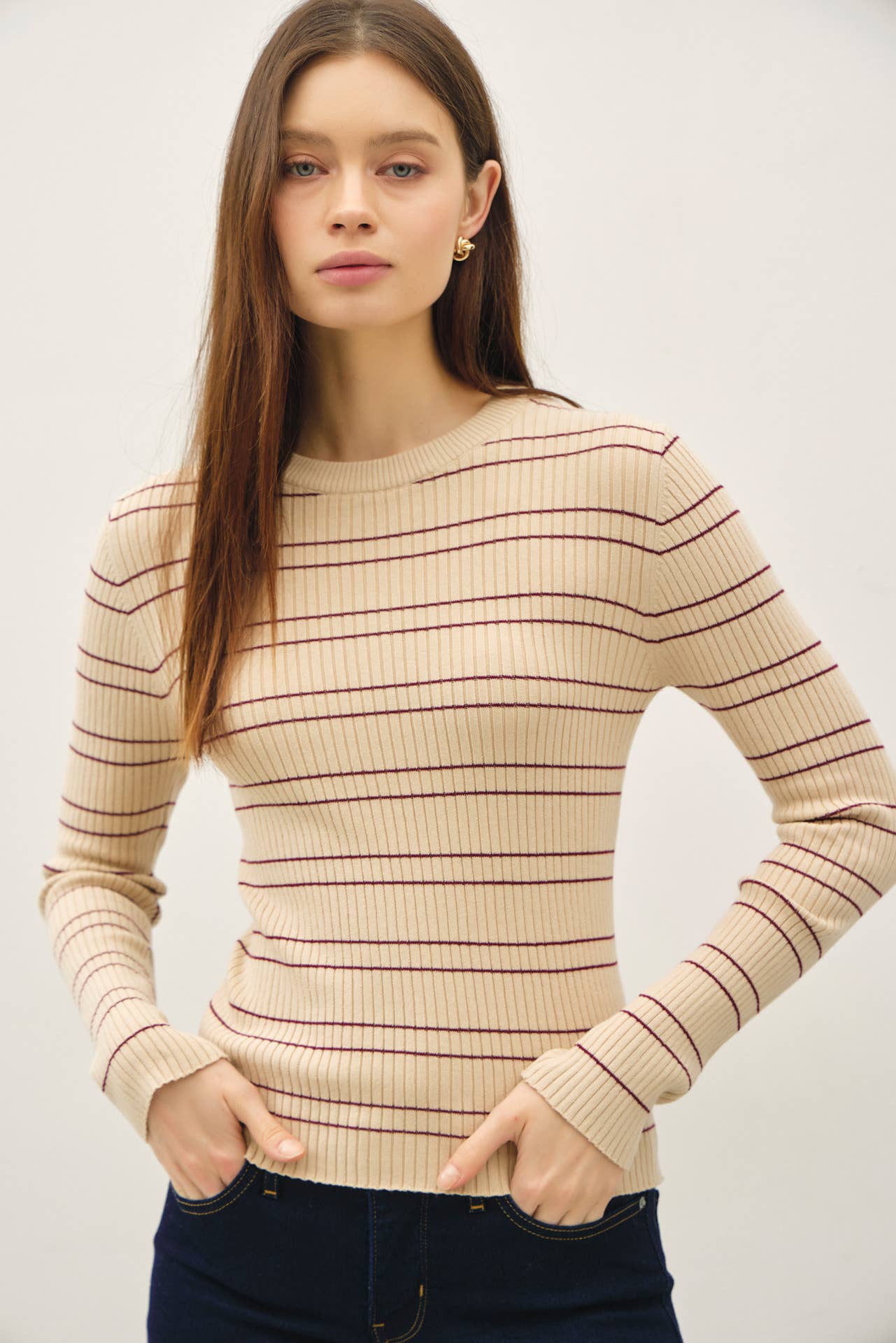 Basic Babe Striped Sweater Top