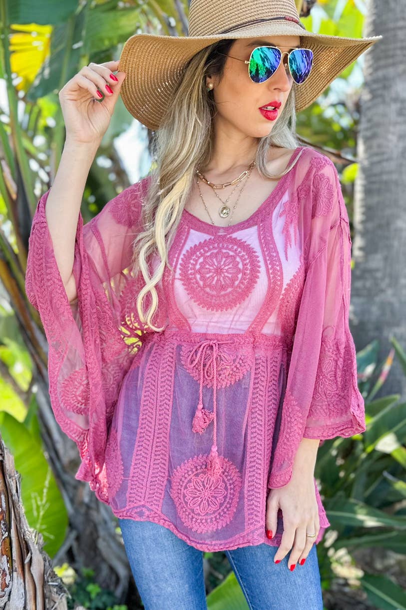 Mauve Sheer Poncho Top