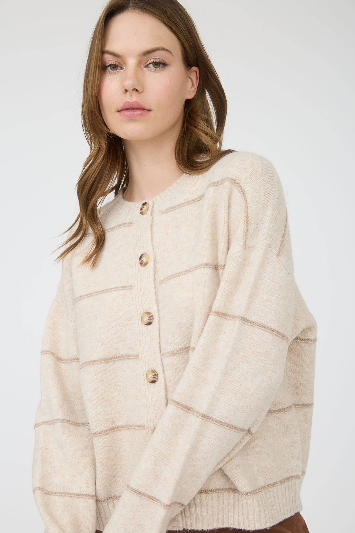 Cardi Girl Striped Button Cardigan