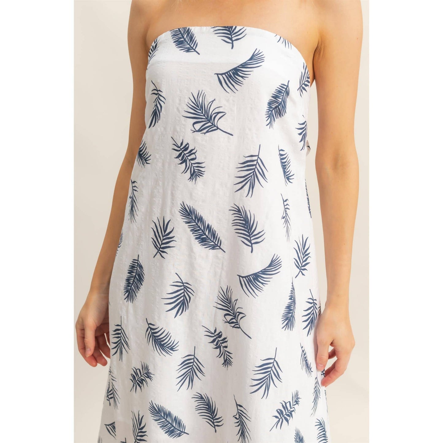 Pretty in Palms Strapless Maxi